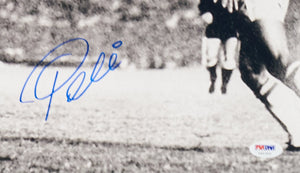 Pele B&W Photo of Horizontal Kick Signed and Authenticated