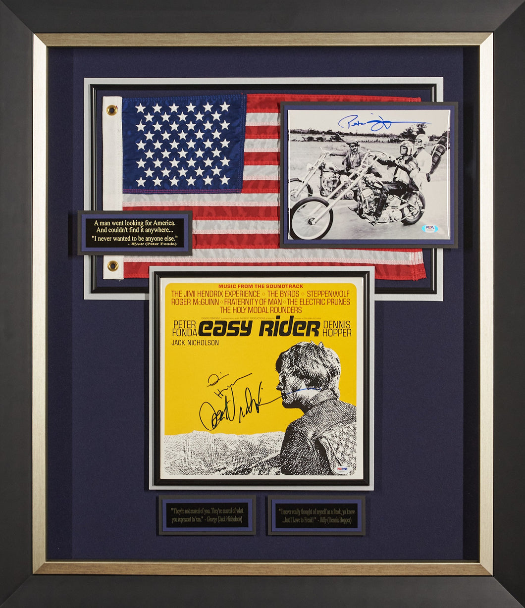 Easy Rider Authenticated Signed Album Cover and B&W Photo of Peter Fonda