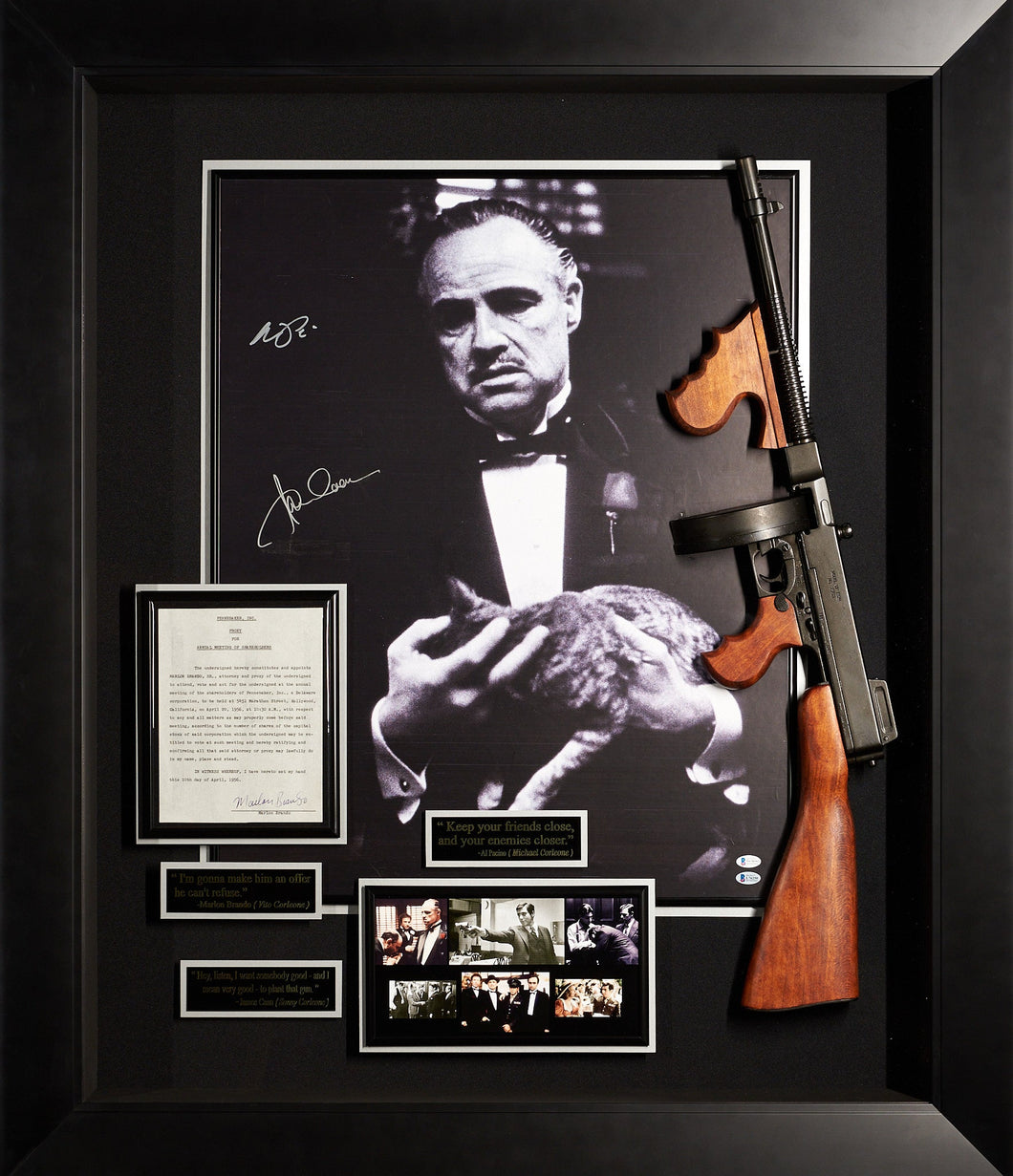 Marlon Brando Signed Godfather poster and Signed Letter with Replica Prop from the movie