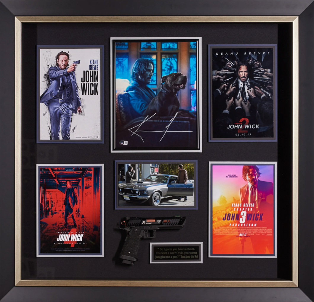 John Wick Movie Posters and Photo Signed by Keanu Reeves